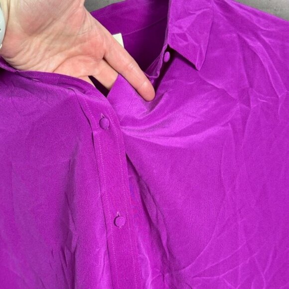 Sezane Ann 100% Silk Button Down Collared Shirt Size 44 French or US 12 Top Pink - Picture 10 of 15